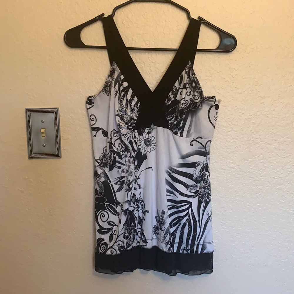 Thick strap printed top - size small